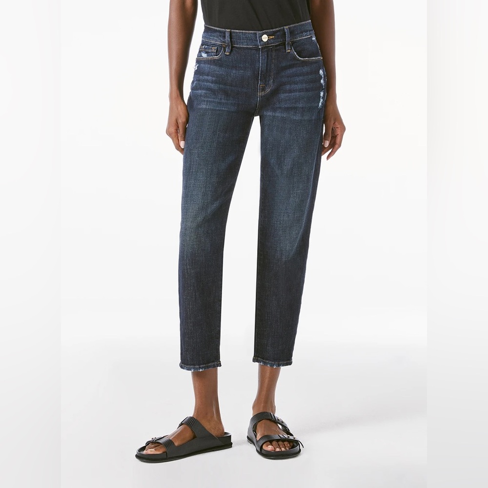 Frame Denim Le Garcon Crop Boyfriend Jeans Dark Blue Straight Jeans Sz 24